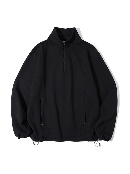 T20001 Curved anorak sweatshirt_Black