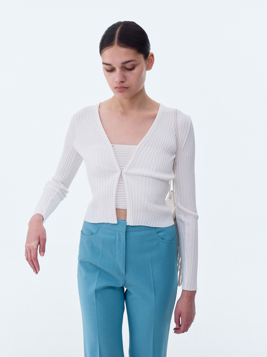 TWO-WAY RIBBED CARDIGAN (OFF WHITE)