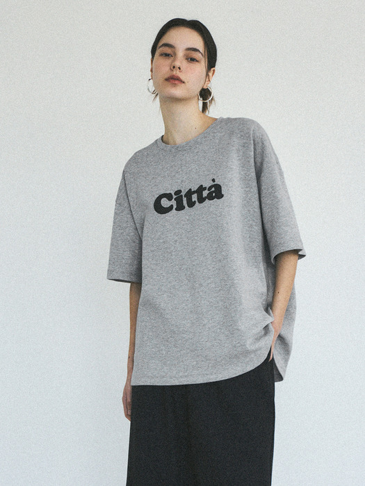 Citta Signature Logo Overfit T-shirt_CTT312(Melange Grey)