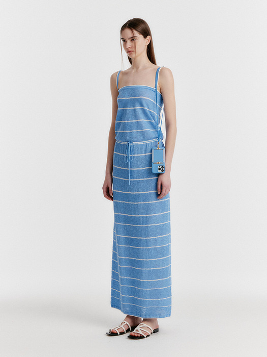YOZOO Jacquard Stripe Knit Dress - Sky Blue