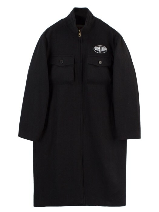 SOMETHING PATCH POCKET COAT - BLACK