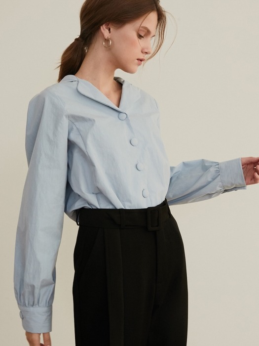 monts 976 puff sleeve single blouse (blue)