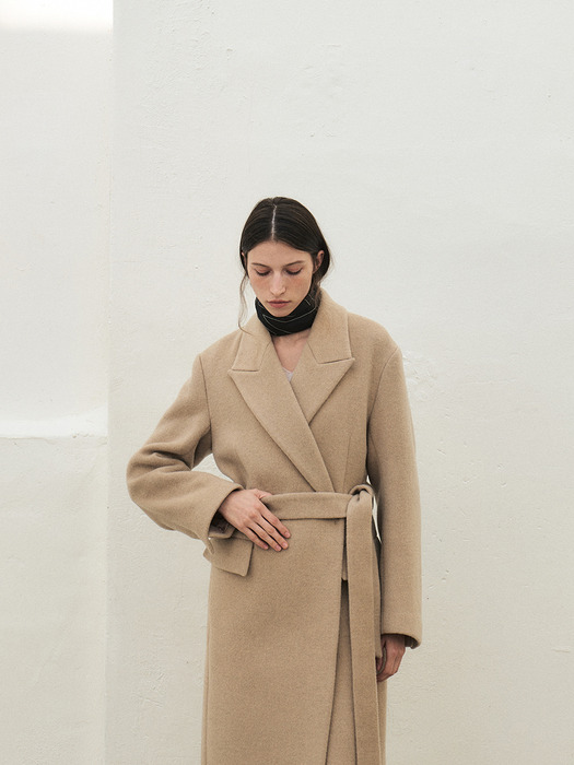 RTW CASHMERE PEAKED COLLAR LONG COAT_3COLORS