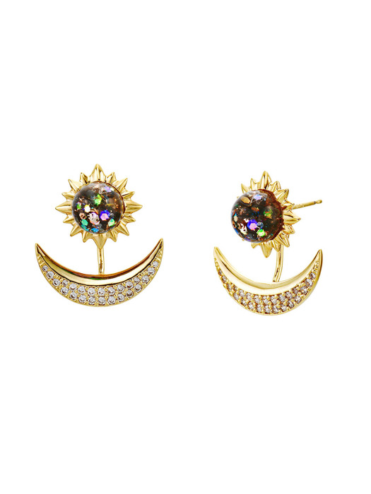 Sun&Moon Snowball Earrings