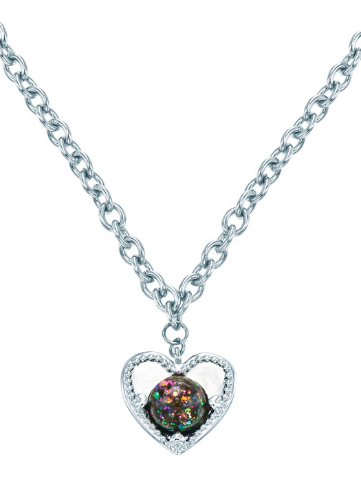 Flat Heart Snowball Necklace