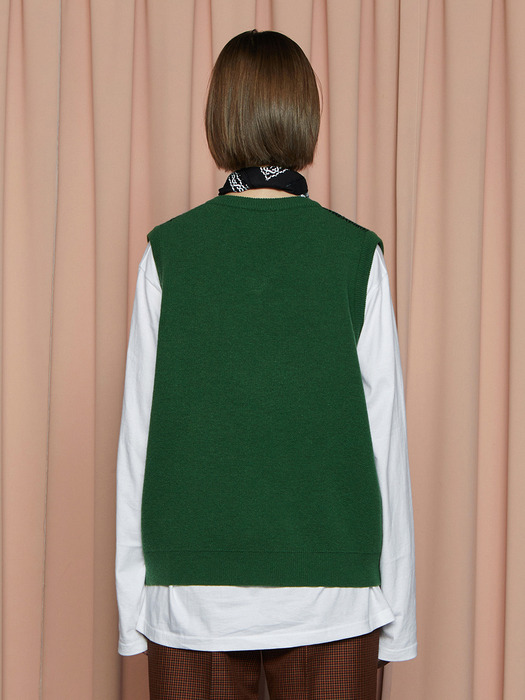 GRAPHIC KNIT VEST / GREEN