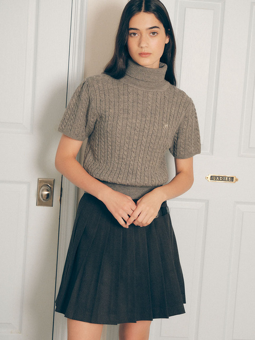 BUCKLE POINTED SKIRT CHARCOAL