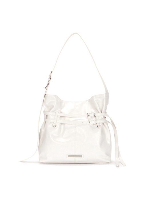 DOUBLE BELTED STRAP BIG BAG IN IVORY