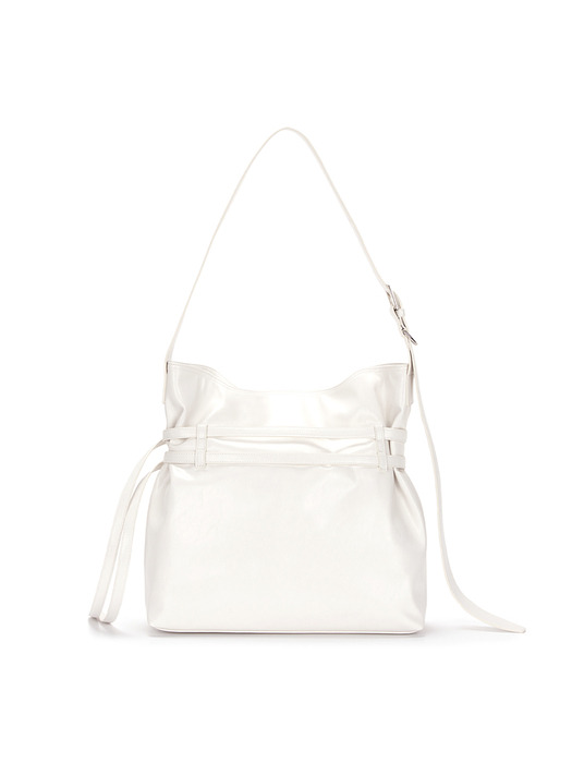 DOUBLE BELTED STRAP BIG BAG IN IVORY