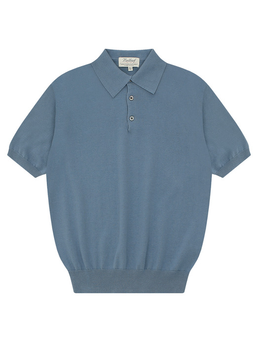 Essential Short Sleeve Polo Knit (Marine Blue)