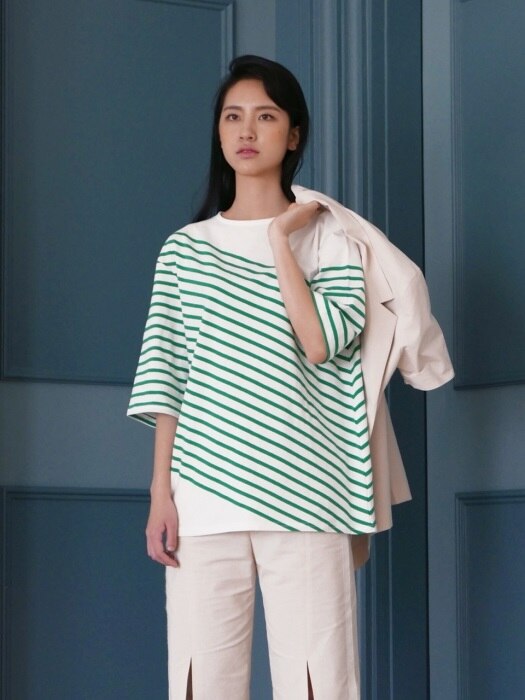 STRIPE LOW T-SHIRT_green