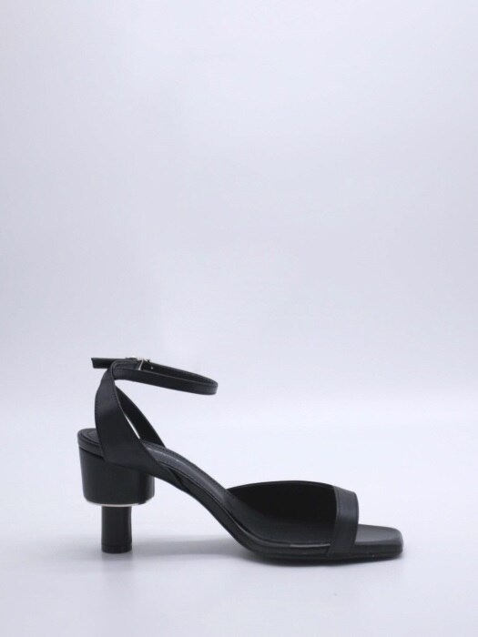 ASYMMETRY ANKLE STRAP 70 SANDALS IN BLACK LEATHER