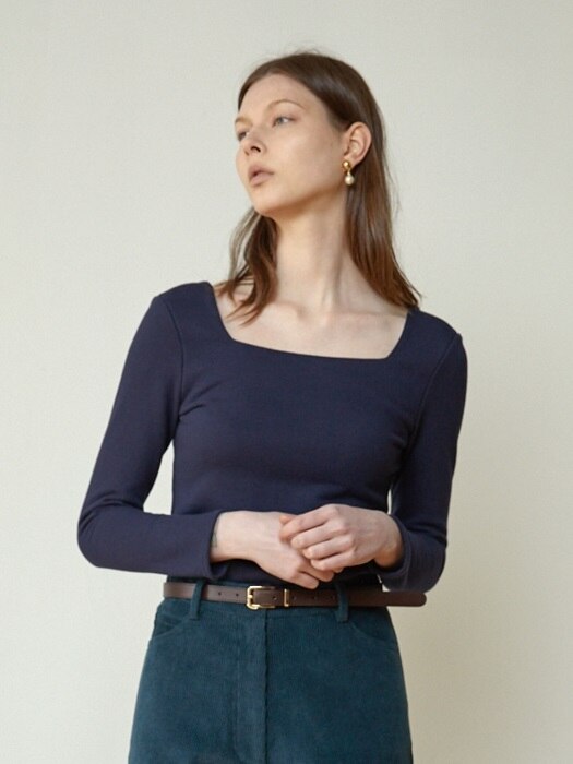 OPEN-BACK SQUARE-NECK TOP (NAVY)