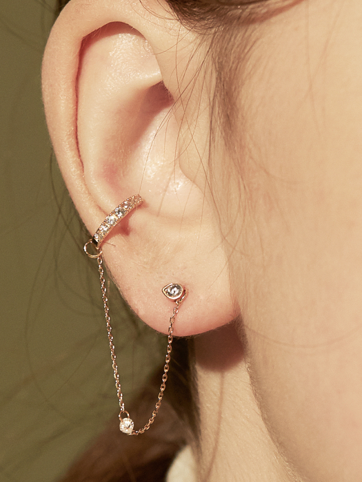 ANGLE RING CUBIC CUFF EARRING