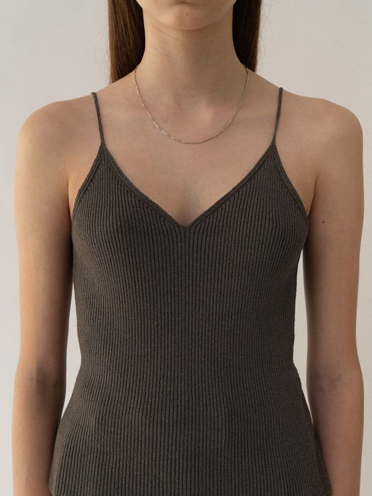 Esme rib-knitted cami (Solid taupe)
