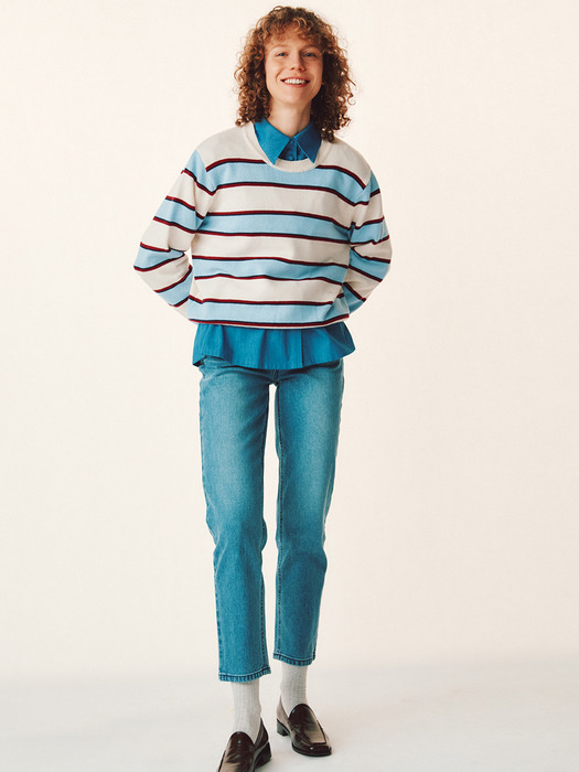 Multi-Stripe Crewneck Sweater_2color