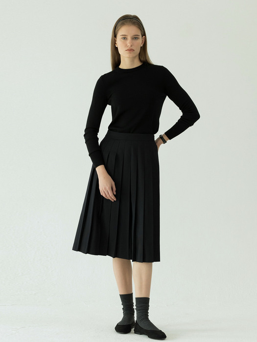 Classic pleated skirt (Dark navy)
