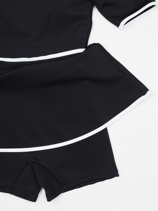 Puff Half Sleeve SwimSuit-Black