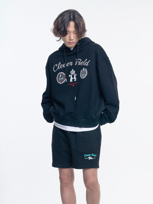 Clever Essential Print Sweat Shorts_Black