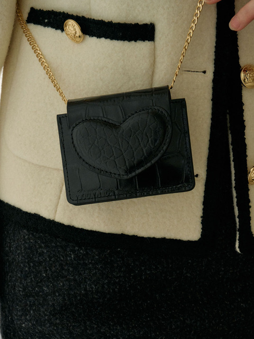 Heart wallet - Croc black