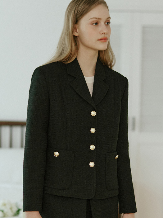 Anna Tweed Goldish Jacket - Black