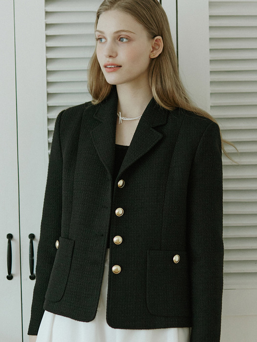 Anna Tweed Goldish Jacket - Black
