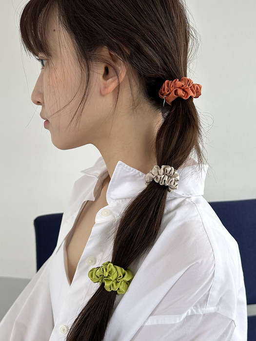 [1+1] real silk scrunchie - 4color