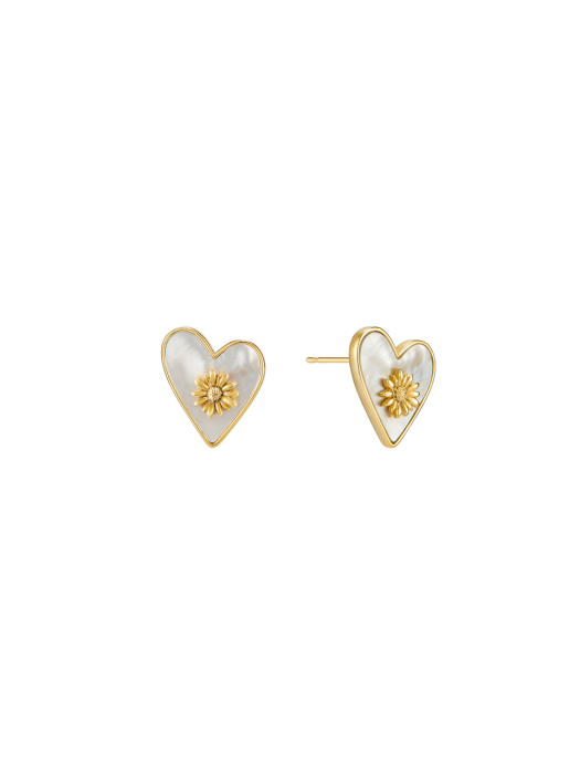 [silver925] Nacre Flower Heart Earring_EC1700