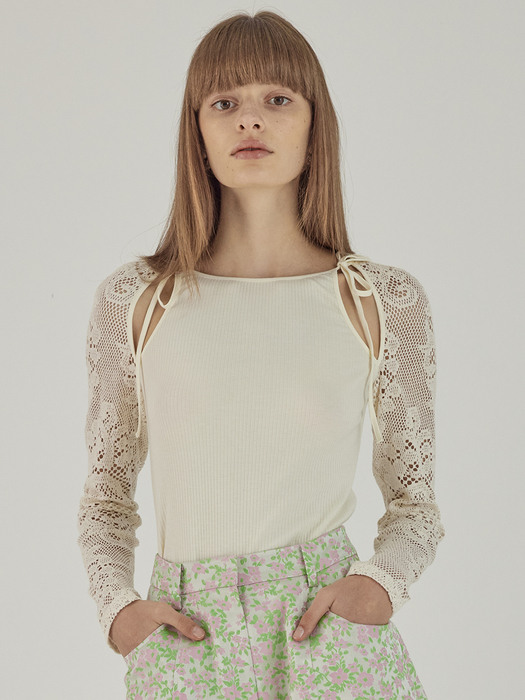 Lace Sleeve Top_Ivory
