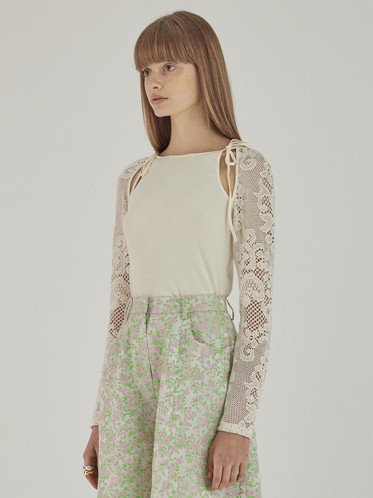 Lace Sleeve Top_Ivory