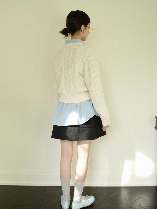 moui Cotton pintuck skirt (BLACK)