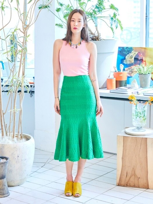 Neon Mermaid Skirt(OLIVE GREEN)