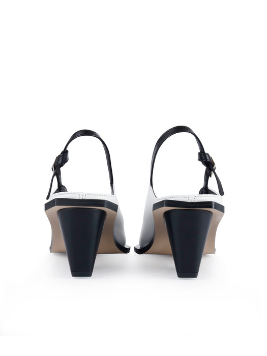 Asymmetric wave sling-back shoes(BLACK LABEL)-CG1015WH