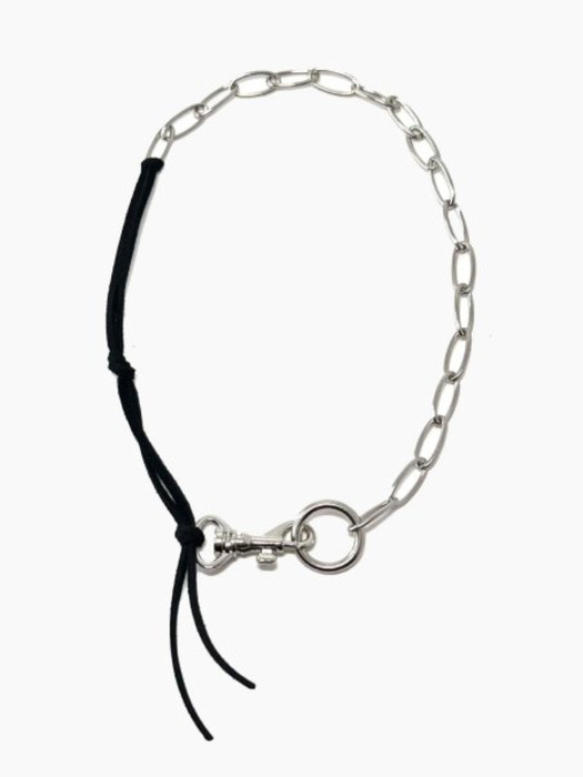 Leather mix chain necklace