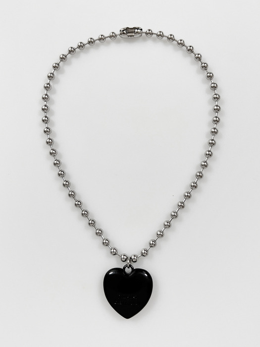 Large Heart Bold Ballchain Necklace / 2color