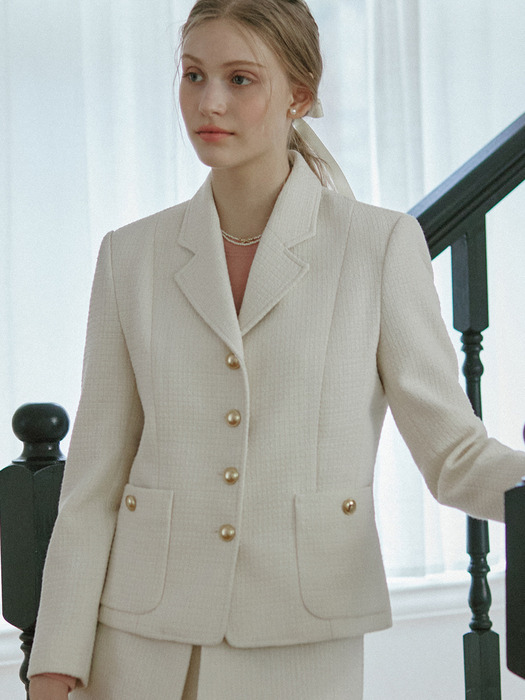 Anna Tweed Goldish Jacket - Ivory