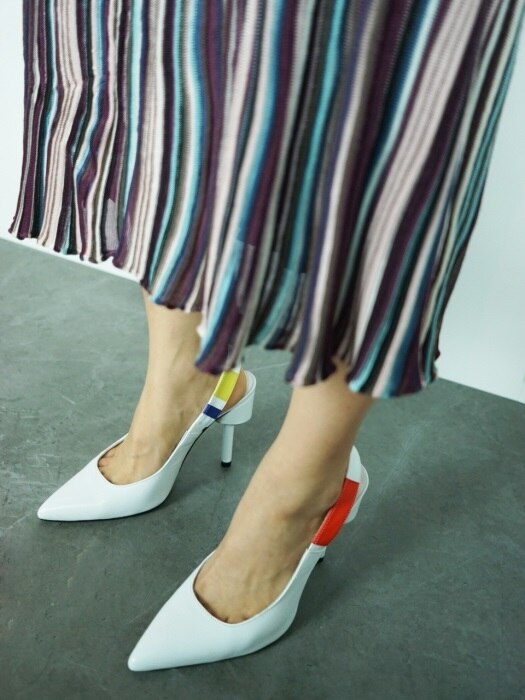 100 HIGH HEEL SLING BACK IN THREE PRIMARY COLORS AND WHITE LEATHER 