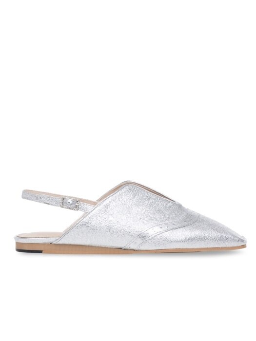 Lady wing tip slingback flats_silver