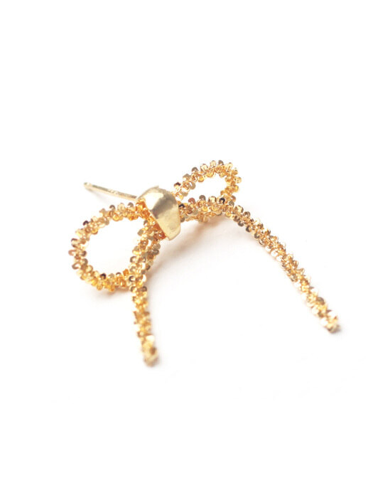TP012 [Silver925] Cotton chain ribbon earrings