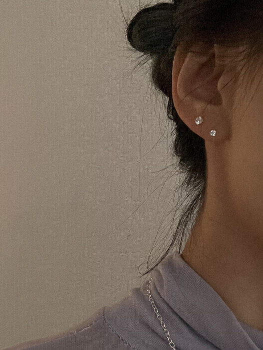 [925silver] Basic stone earring (2size)