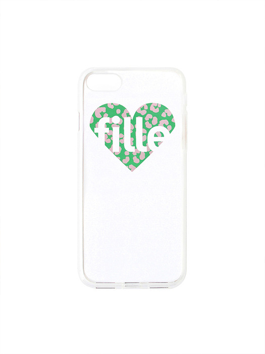 Leopard Heart iPhone Case_Pink & Green 투명 젤하드케이스