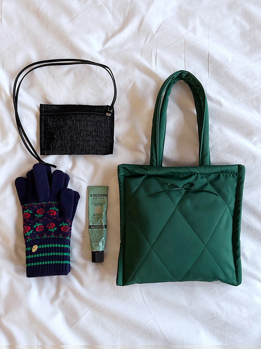 nolee ribbon padding mini bag_deep green
