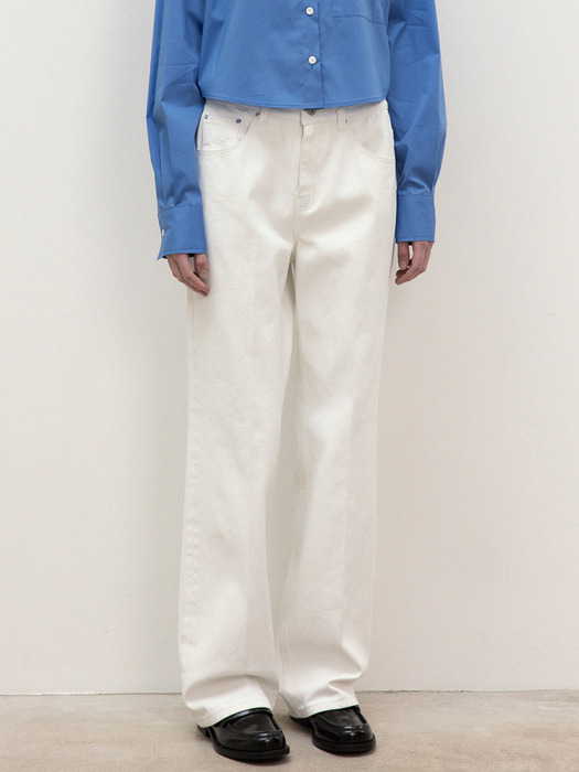 signature white denim pants (white)