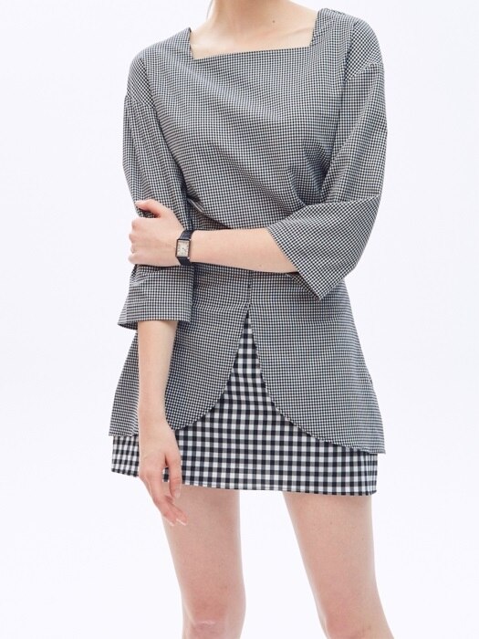 Gingham check mini skirt