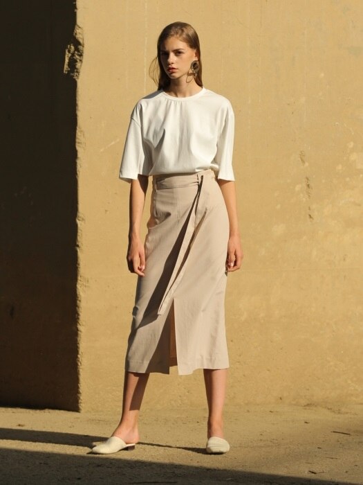 18RESORT BELTED SLIT LONG SKIRT_2COLOR