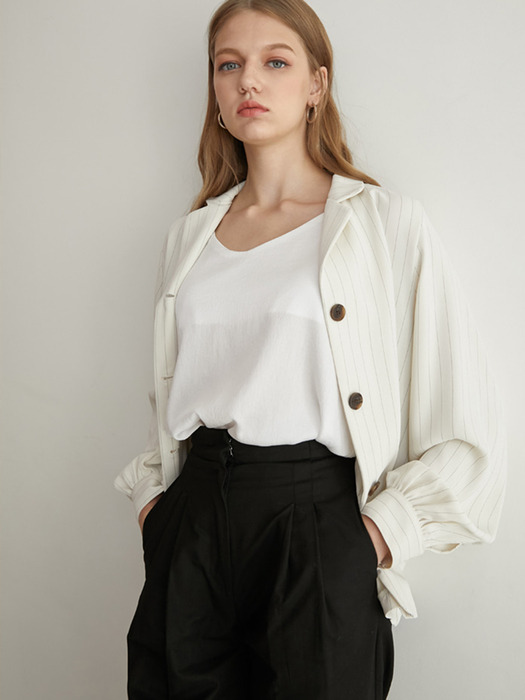 monts764 stripe jacket blouse (ivory)