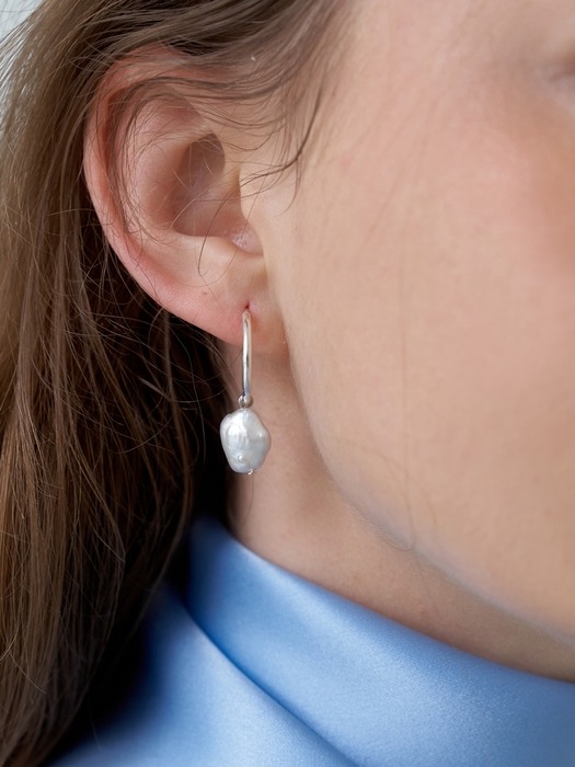 [Silver] Pearl & Ring Earrings