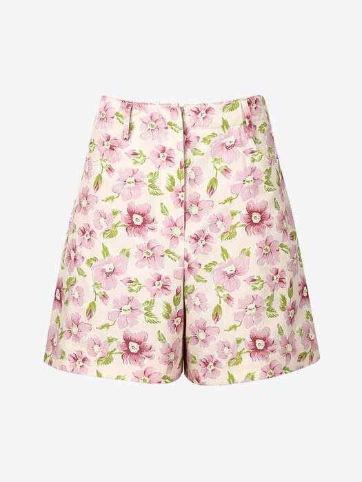 PUPUKEA High-rise shorts (Pink flower)