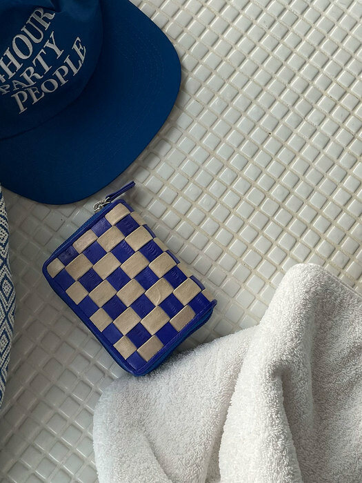 Checker board card wallet marine (체커보드 카드지갑 마린)