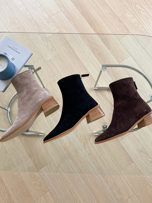IS_221082  Suede Wood Ankle Boots (3colors)